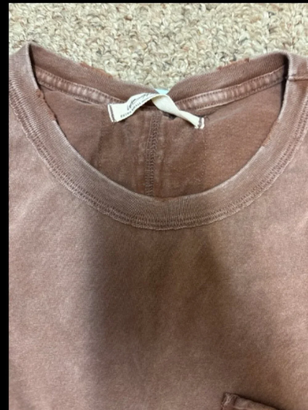 WE THE FREE PEOPLE FADE INTO YOU UMBER EARTH LONG SLEEVE OVERSIZED POCKET TEE XS
